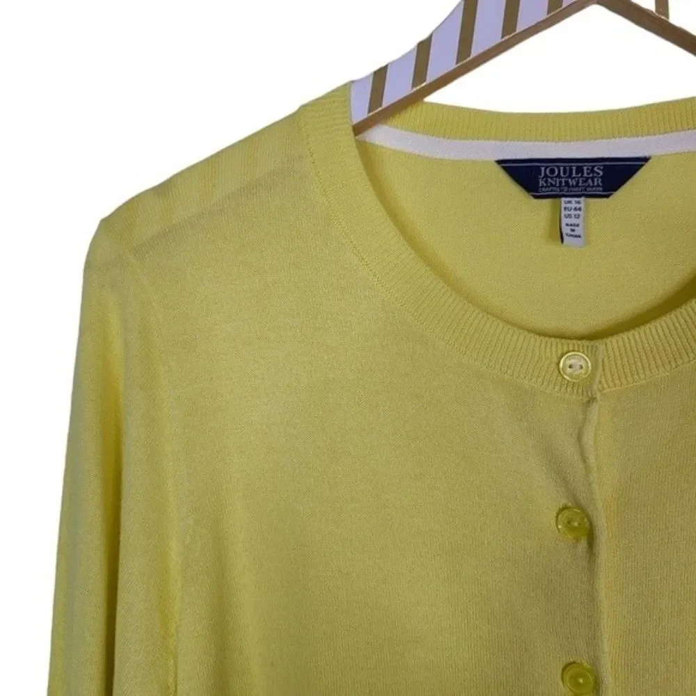 JOULES Sweater Womens US 12 Yellow Vibrant Louisa Cardigan Button Down Knitwear - Picture 6 of 10
